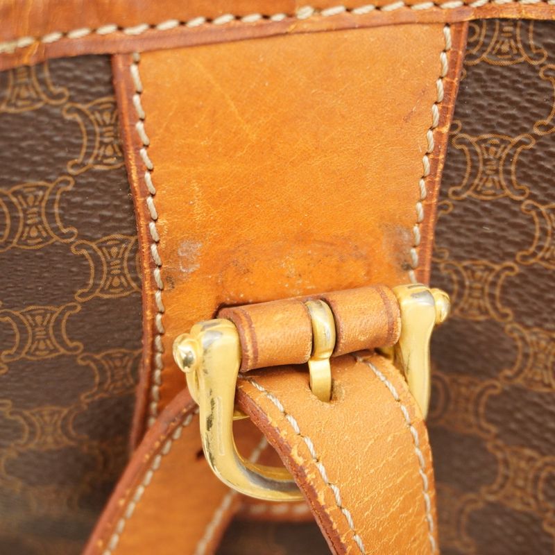 Celine Tote Bag Macadam PVC Brown Gold Hardware Women's