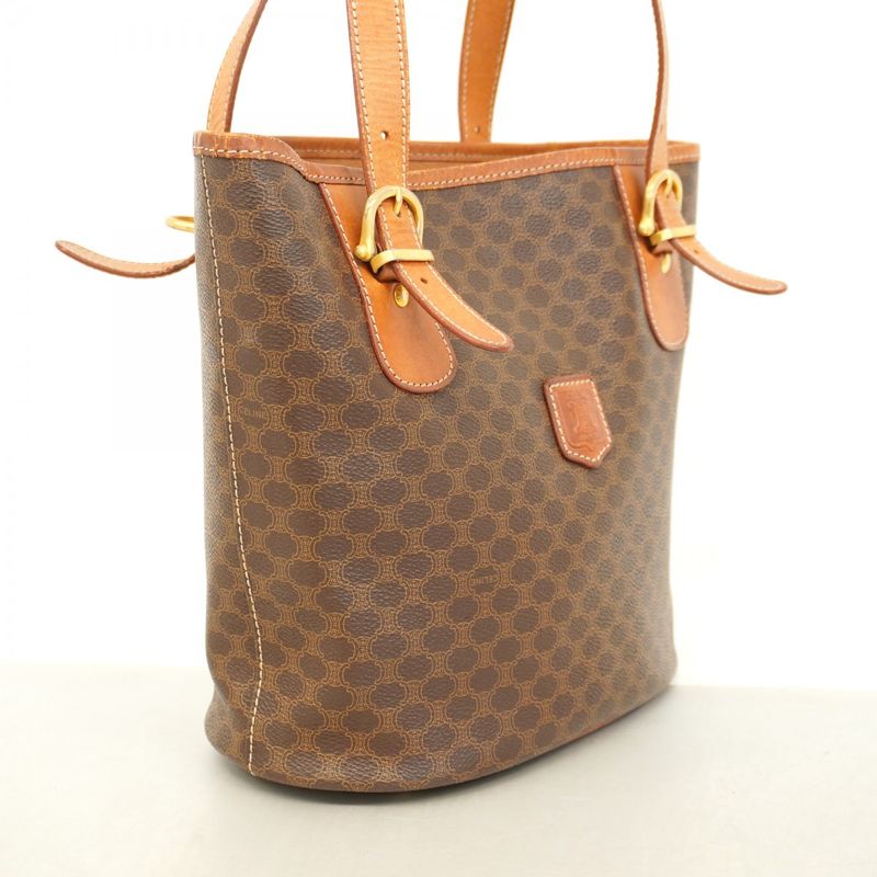 Celine Tote Bag Macadam PVC Brown Gold Hardware Women's