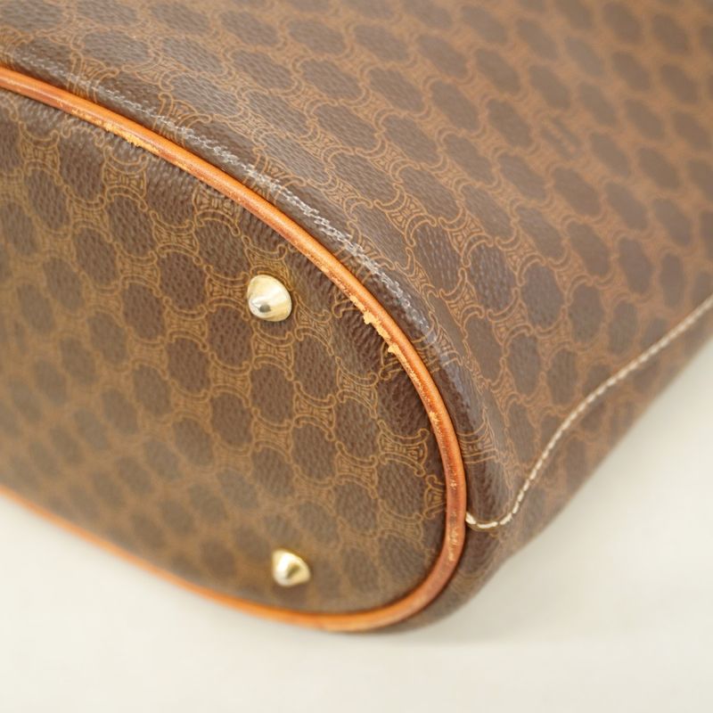 Celine Tote Bag Macadam PVC Brown Gold Hardware Women's