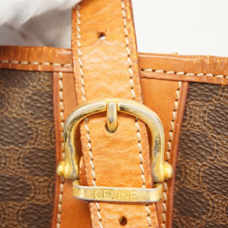 Celine Tote Bag Macadam PVC Brown Gold Hardware Women's