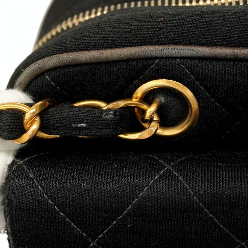 Chanel Shoulder Bag Matelasse Cotton Black Gold Hardware Women