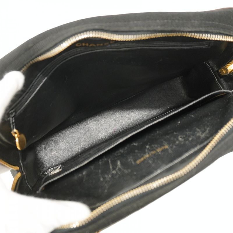 Chanel Shoulder Bag Matelasse Cotton Black Gold Hardware Women