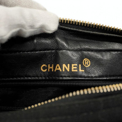 Chanel Shoulder Bag Matelasse Cotton Black Gold Hardware Women