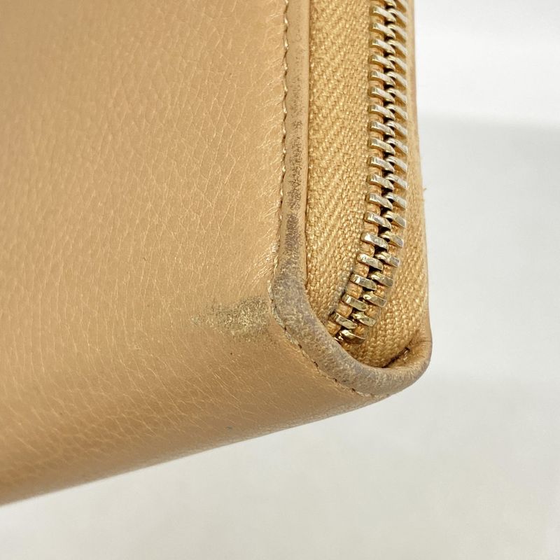 Gucci Long Wallet Bamboo 307984 Leather Beige Chien Pan Gold Hardware Men