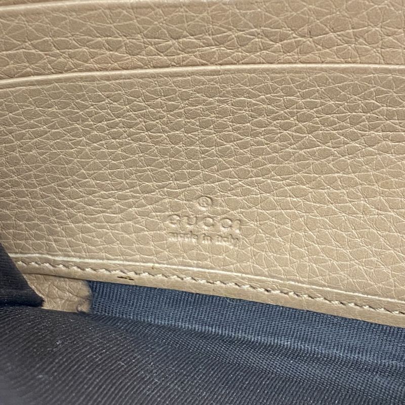Gucci Long Wallet Bamboo 307984 Leather Beige Chien Pan Gold Hardware Men