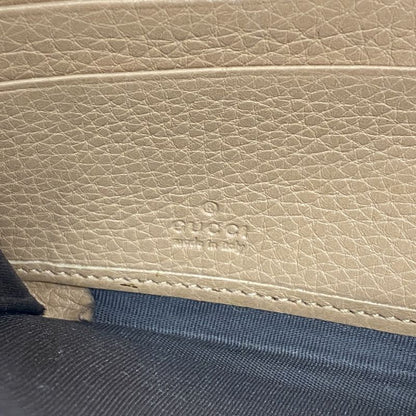 Gucci Long Wallet Bamboo 307984 Leather Beige Chien Pan Gold Hardware Men