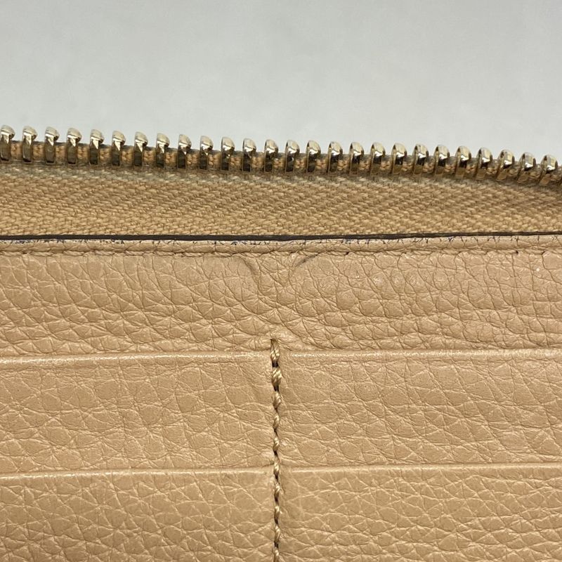 Gucci Long Wallet Bamboo 307984 Leather Beige Chien Pan Gold Hardware Men