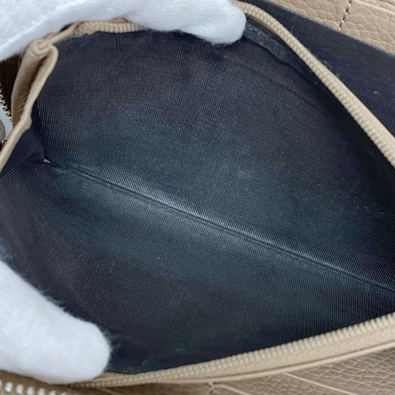 Gucci Long Wallet Bamboo 307984 Leather Beige Chien Pan Gold Hardware Men