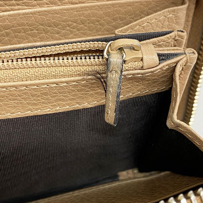 Gucci Long Wallet Bamboo 307984 Leather Beige Chien Pan Gold Hardware Men