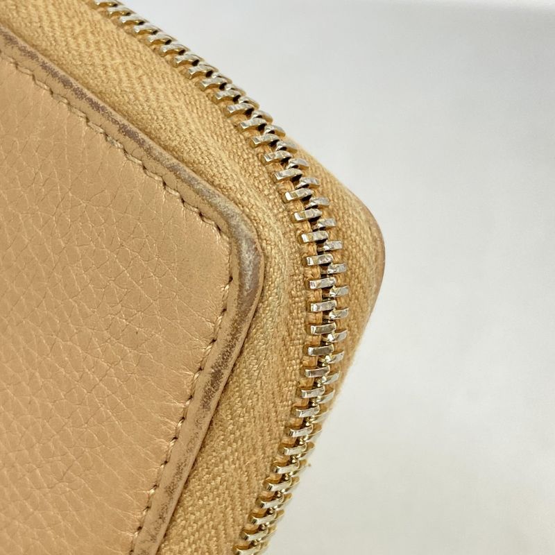 Gucci Long Wallet Bamboo 307984 Leather Beige Chien Pan Gold Hardware Men