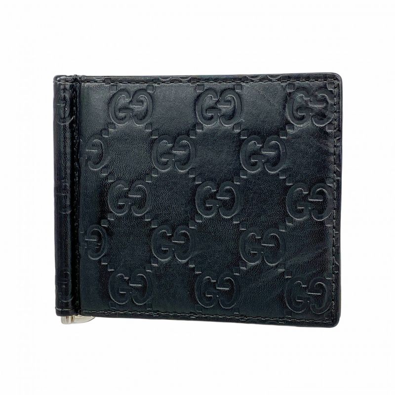 Gucci Wallet 170580 Leather Black Silver Hardware Men's