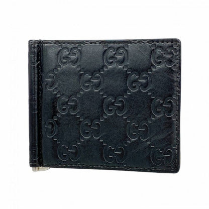 Gucci Wallet 170580 Leather Black Silver Hardware Men's