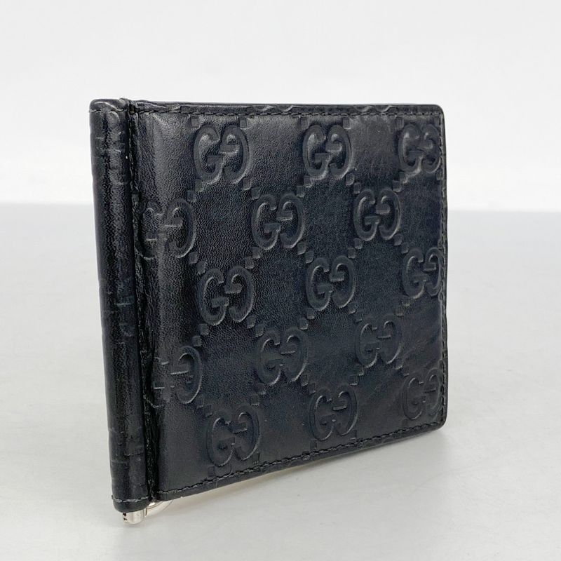 Gucci Wallet 170580 Leather Black Silver Hardware Men's