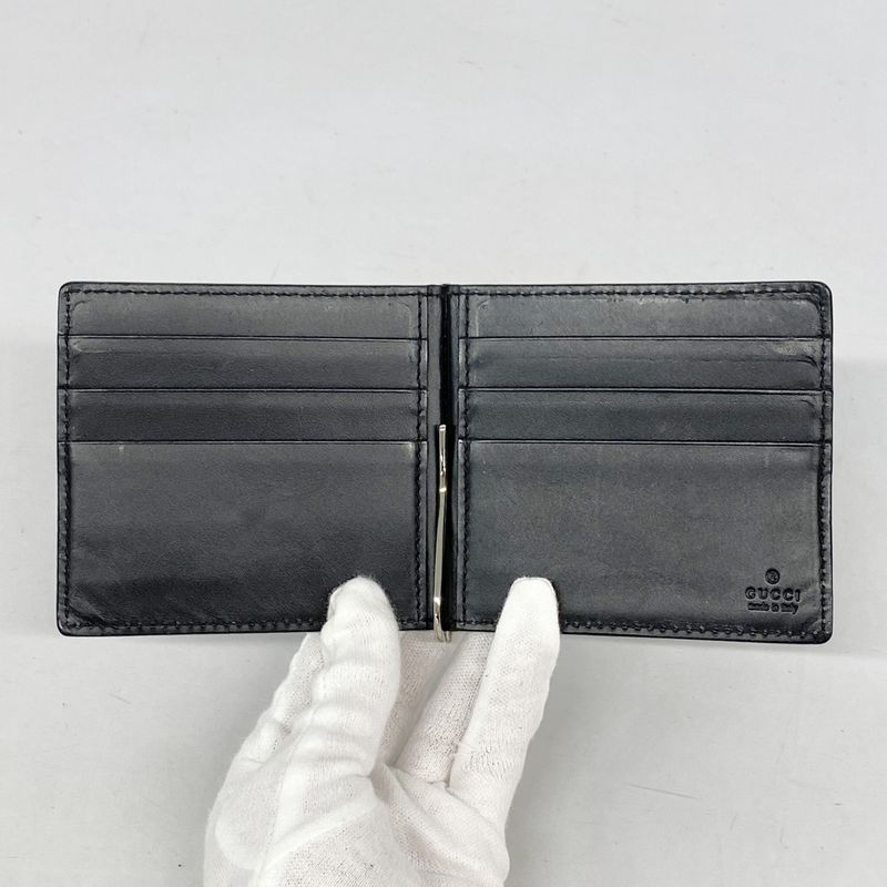 Gucci Wallet 170580 Leather Black Silver Hardware Men's
