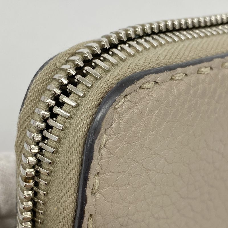 Fendi Long Wallet Selleria Leather Glazed Silver Hardware Women