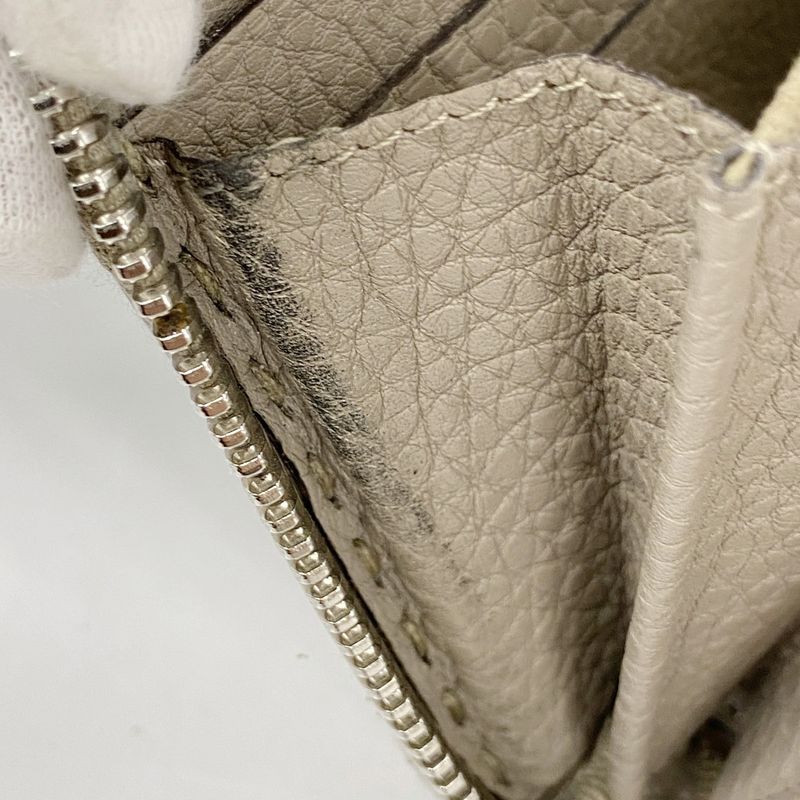 Fendi Long Wallet Selleria Leather Glazed Silver Hardware Women