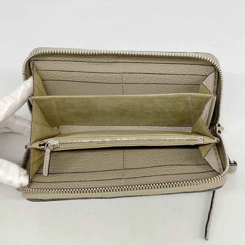 Fendi Long Wallet Selleria Leather Glazed Silver Hardware Women