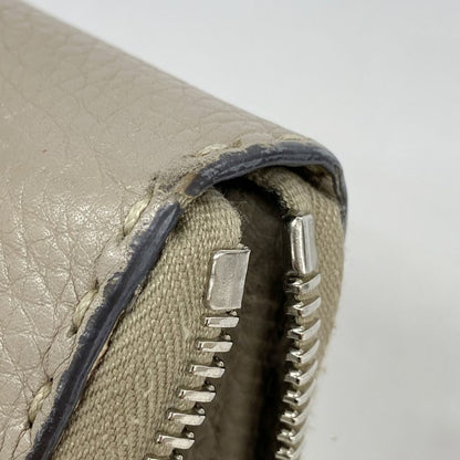 Fendi Long Wallet Selleria Leather Glazed Silver Hardware Women