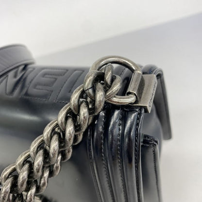 Chanel Shoulder Bag Boy Chanel Calfskin Black Silver Hardware Women