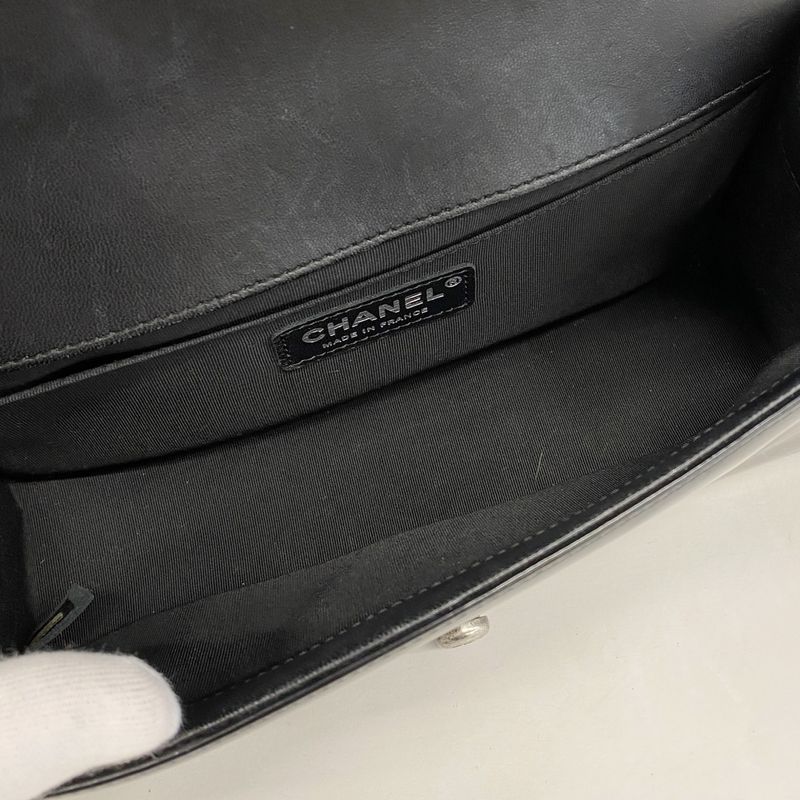 Chanel Shoulder Bag Boy Chanel Calfskin Black Silver Hardware Women