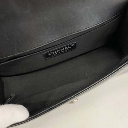 Chanel Shoulder Bag Boy Chanel Calfskin Black Silver Hardware Women
