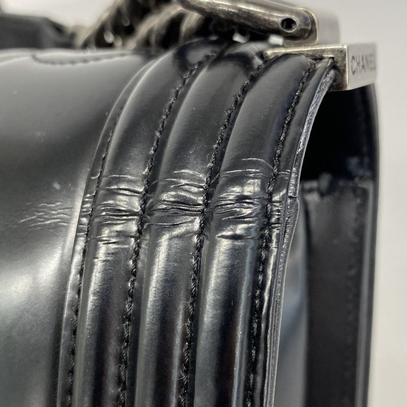 Chanel Shoulder Bag Boy Chanel Calfskin Black Silver Hardware Women