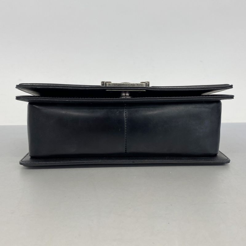 Chanel Shoulder Bag Boy Chanel Calfskin Black Silver Hardware Women