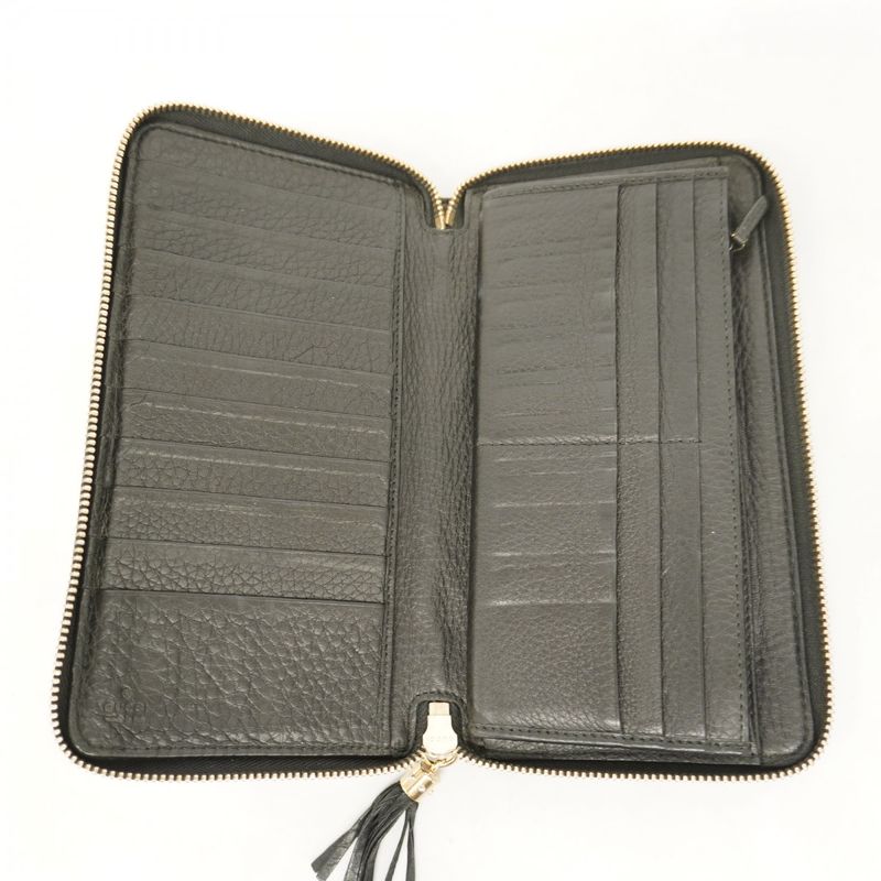 Gucci Long Wallet Soho 291102 Leather Black Chien Pan Gold Hardware Men Women