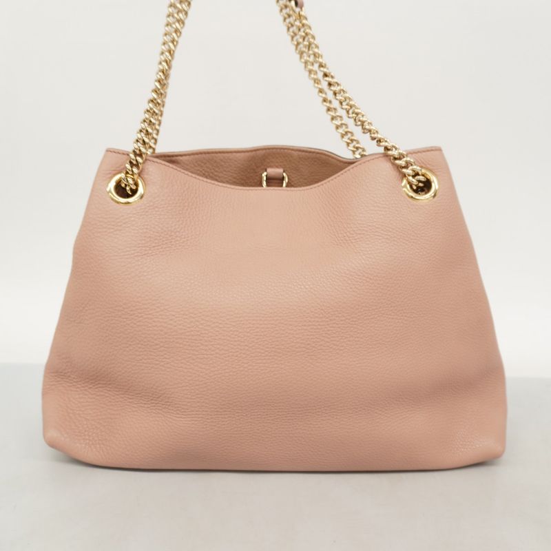 Gucci Shoulder Bag Soho 308982 Leather Pink Beige Chien Pan Gold Hardware Women
