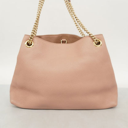 Gucci Shoulder Bag Soho 308982 Leather Pink Beige Chien Pan Gold Hardware Women