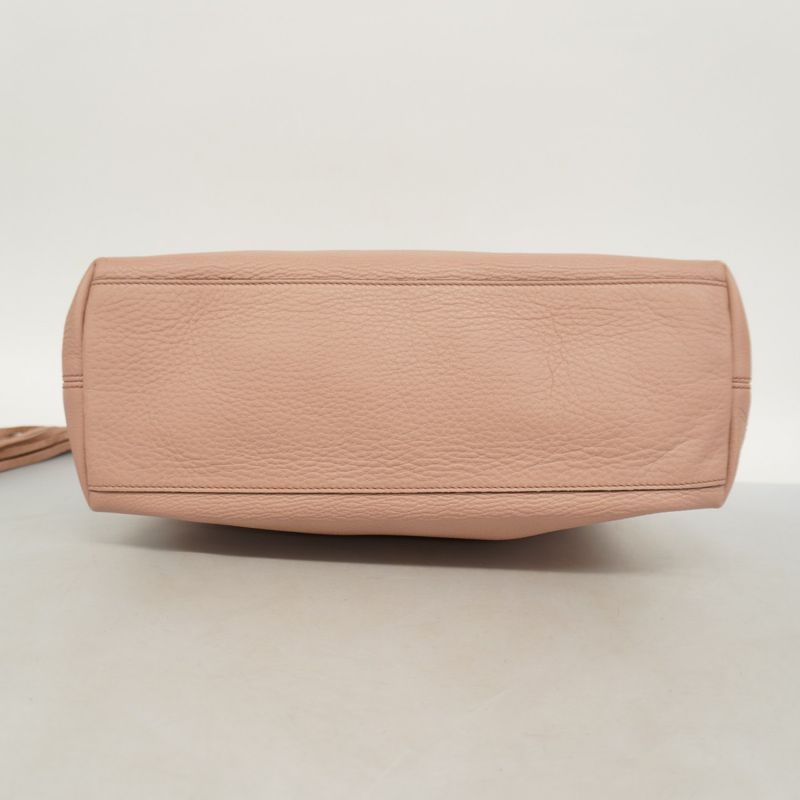 Gucci Shoulder Bag Soho 308982 Leather Pink Beige Chien Pan Gold Hardware Women
