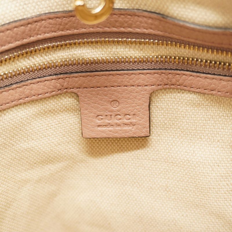 Gucci Shoulder Bag Soho 308982 Leather Pink Beige Chien Pan Gold Hardware Women