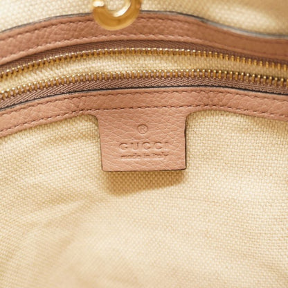 Gucci Shoulder Bag Soho 308982 Leather Pink Beige Chien Pan Gold Hardware Women