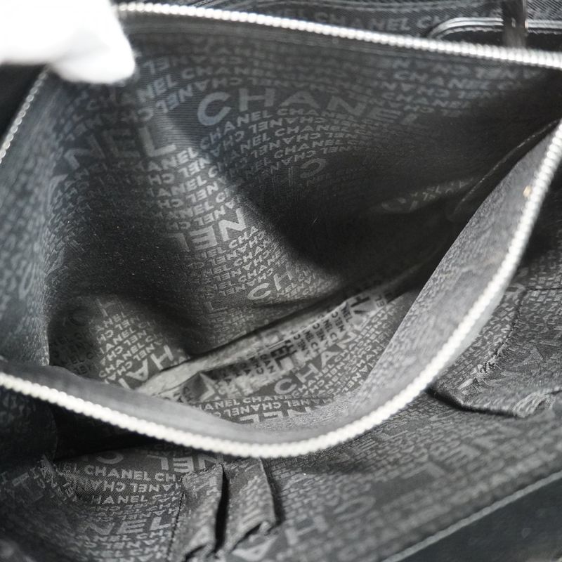 Chanel Tote Bag Choco Bar Caviar Skin Black Silver Hardware Women