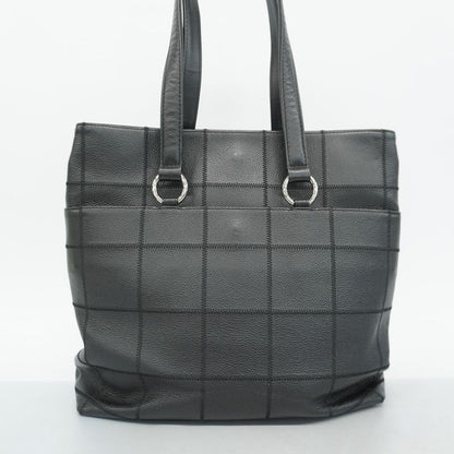 Chanel Tote Bag Choco Bar Caviar Skin Black Silver Hardware Women