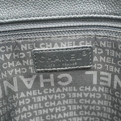 Chanel Tote Bag Choco Bar Caviar Skin Black Silver Hardware Women