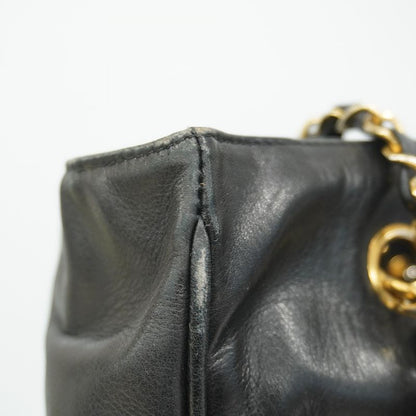 Chanel Shoulder Bag Lambskin Black Gold Hardware Women