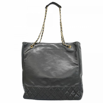 Chanel Shoulder Bag Lambskin Black Gold Hardware Women