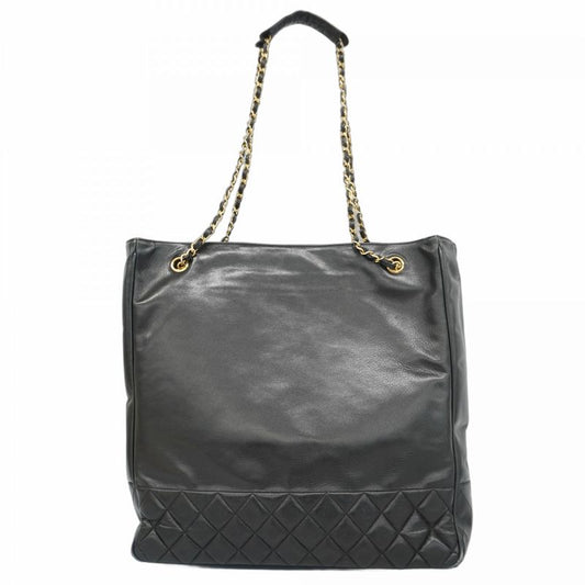 Chanel Shoulder Bag Lambskin Black Gold Hardware Women