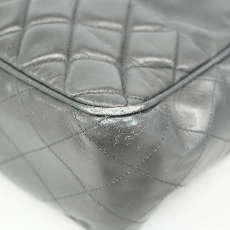 Chanel Shoulder Bag Lambskin Black Gold Hardware Women