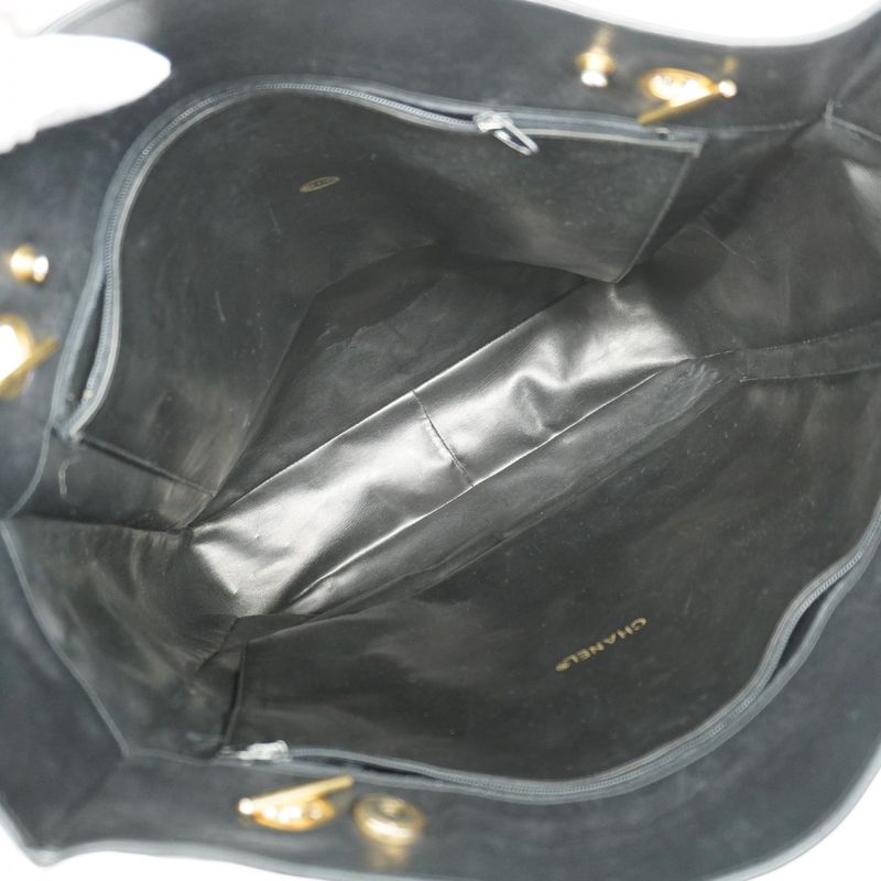 Chanel Shoulder Bag Lambskin Black Gold Hardware Women