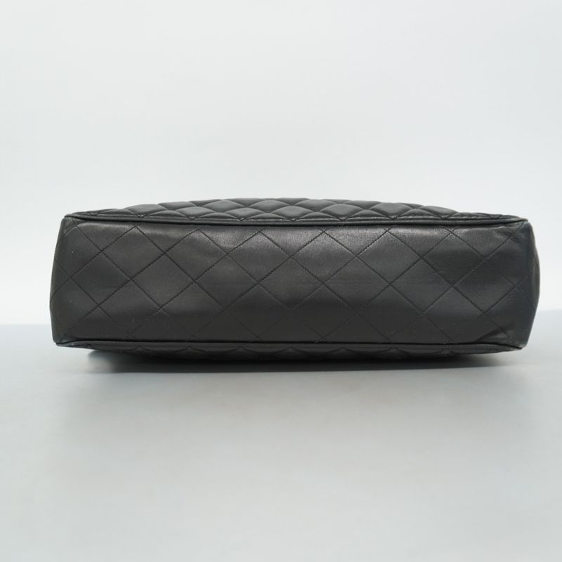 Chanel Shoulder Bag Lambskin Black Gold Hardware Women