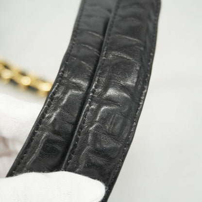 Chanel Shoulder Bag Lambskin Black Gold Hardware Women