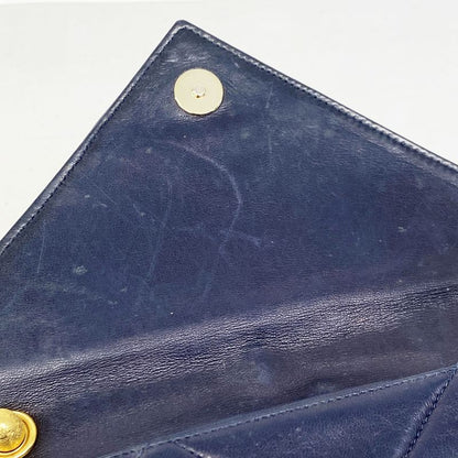 Chanel Shoulder Bag Matelasse Lambskin Navy Red Gold Hardware Women