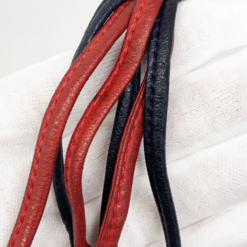 Chanel Shoulder Bag Matelasse Lambskin Navy Red Gold Hardware Women