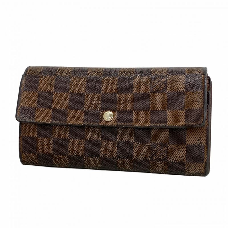 Louis Vuitton Damier Portefeuille Sarah N61734 Ebène Women's Long Wallet