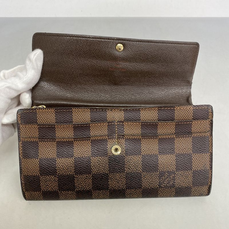 Louis Vuitton Damier Portefeuille Sarah N61734 Ebène Women's Long Wallet