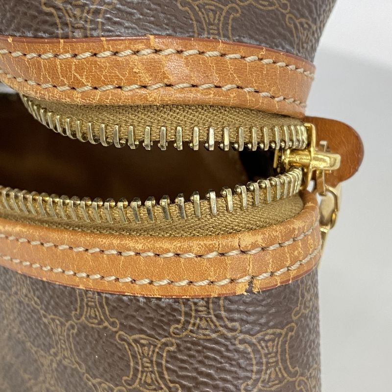 Celine Vanity Bag Macadam PVC Brown Gold Hardware Women