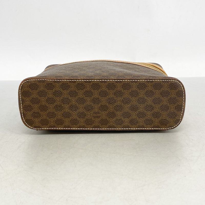 Celine Vanity Bag Macadam PVC Brown Gold Hardware Women