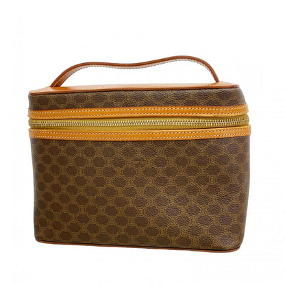 Celine Vanity Bag Macadam PVC Brown Gold Hardware Women